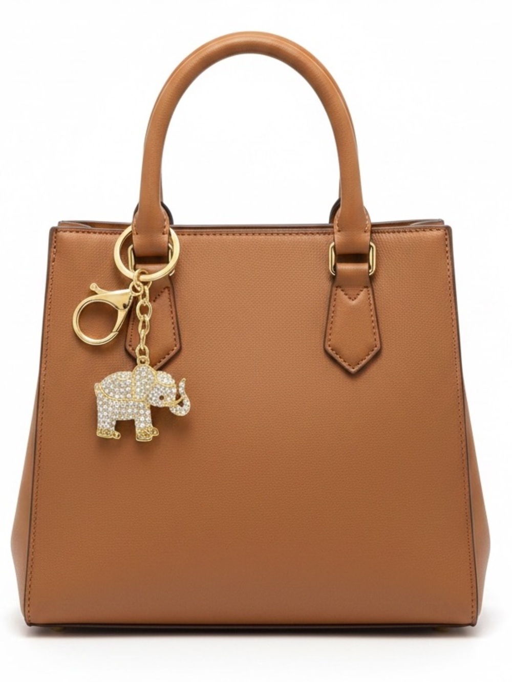 Gold Allover Clear Rhinestone Elephant 2" Keychain Key Ring Bag Charm Alabama